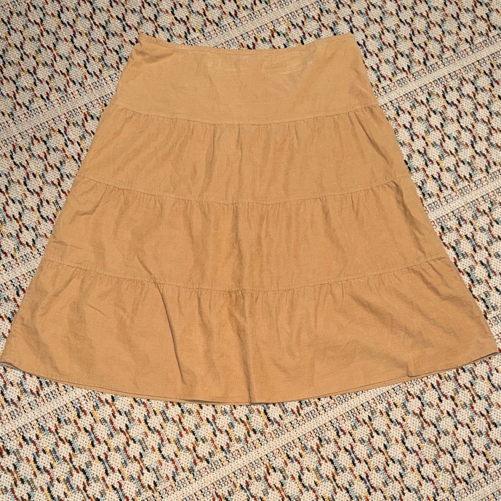 Eddie Bauer Tiered A-Line Skirt in Camel